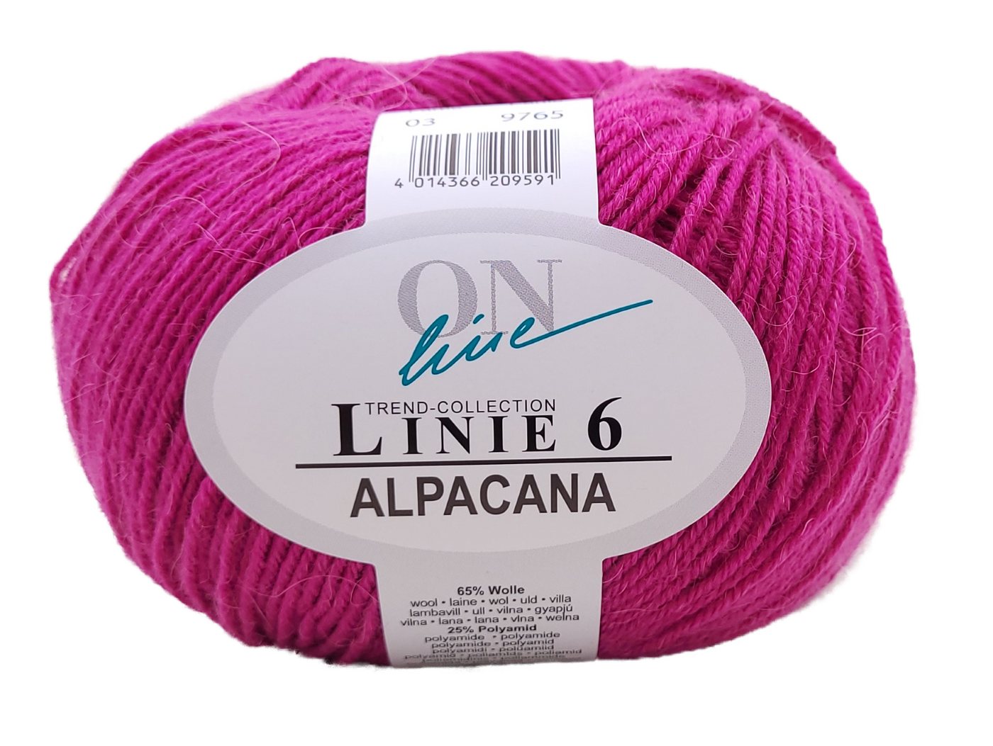 ONline Linie 6 Alpacana Wolle mit Alpakawolle zum Stricken Häkeln Häkelwolle, 200,00 m (50g Strickwolle, Strickgarn, Handstrickgarn mit Alpaca), mit Alpaka Wolle fein und Merino Wolle extrafein von ONline