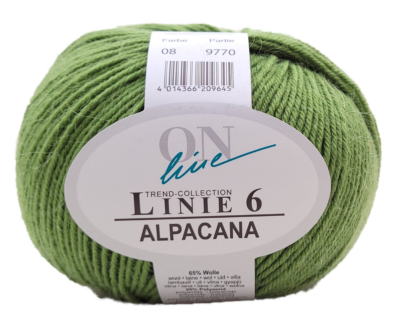 ONline Linie 6 Alpacana Wolle mit Alpakawolle zum Stricken Häkeln Häkelwolle, 200,00 m (50g Strickwolle, Strickgarn, Handstrickgarn mit Alpaca), mit Alpaka Wolle fein und Merino Wolle extrafein von ONline