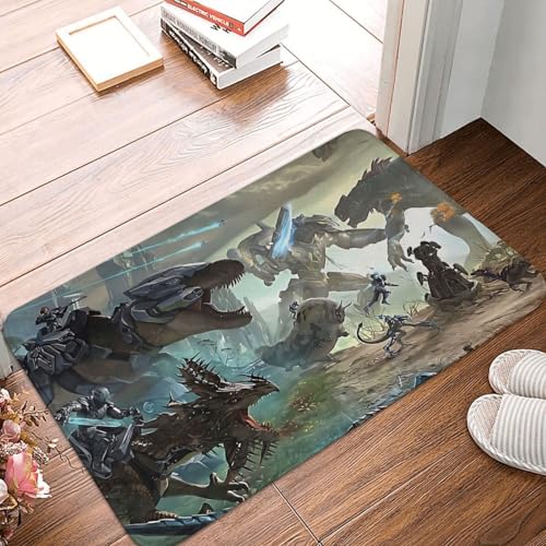 Fußmatte für Badezimmer ARK Survival Evolved Spiel Schlafzimmer Matte Dino Kampf Fußmatte Wohnzimmer Teppich Outdoor Teppich Home Decor von OOAHJEID