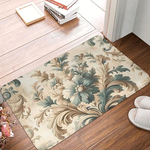 OOAHJEID Fußmatte Badteppich Teppich Distressed Aubusson Vintage Charme rutschfeste Bodenmatte Teppich von OOAHJEID