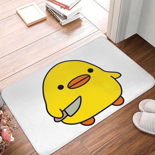 OOAHJEID Fußmatte Badteppich Teppich Ente mit Messer Kawaii Anti-Rutsch-Bodenmatte von OOAHJEID