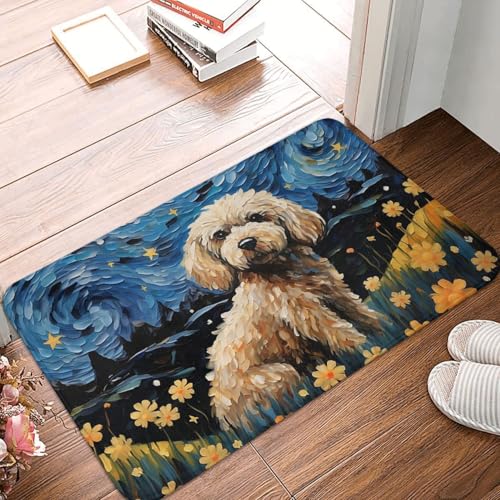OOAHJEID Fußmatte Badteppich Teppich Ewige Nacht Wächter Aquarell im Van Gogh Stil Rutschfester Bodenmatte Teppich von OOAHJEID
