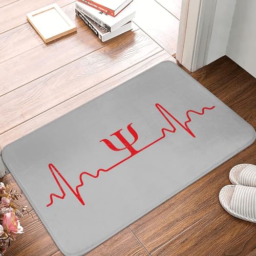 OOAHJEID Fußmatte Badteppich Teppich Herzschlag Psych Symbol Psi Psychologie Geschenk Idee Anti-Rutsch Bodenmatte Teppich von OOAHJEID