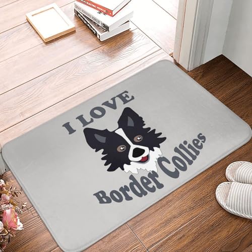 OOAHJEID Fußmatte Badteppich Teppich I Love Border Collies Hund rutschfeste Bodenmatte Sandkratzteppich von OOAHJEID
