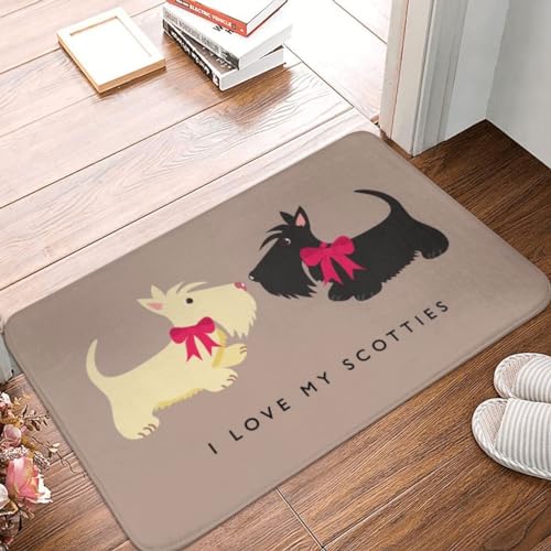 OOAHJEID Fußmatte Badteppich Teppich I Love My Scotties – Vorderseite rutschfest für den Innenbereich schnelltrocknend Scottish Terrier Hund Küche Schlafzimmer von OOAHJEID