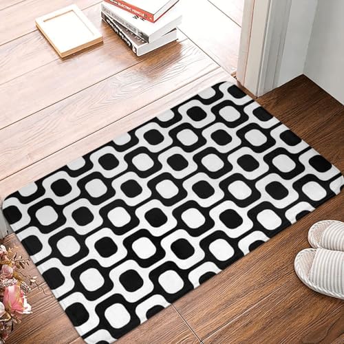 OOAHJEID Fußmatte Badteppich Teppich Ipanema Schwarz-Weiß Anti-Rutsch-Bodenmatte Teppich von OOAHJEID
