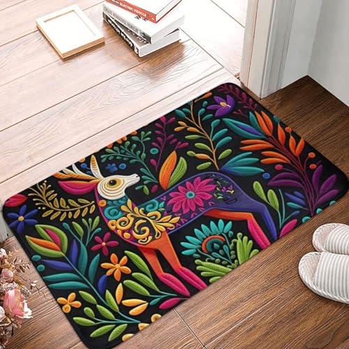 OOAHJEID Fußmatte Badteppich Teppich Mexikanische Blume Otomi Art Fußmatte rutschfeste Küche Badezimmer Matte Toilette Boden Tür Eingang Teppich OOAHJEID Fußmatte Badteppich Teppich Mexikanische Blume Otomi Art Fußmatte rutschfeste Küche Badezimmer Matte Toilette Boden Tür Eingang Teppich von OOAHJEID