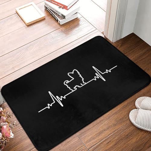 OOAHJEID Fußmatte Badteppich Teppich Minimalistischer Herzschlag Yorkshire Terrier Hund Rutschfester Bodenmatte Teppich von OOAHJEID