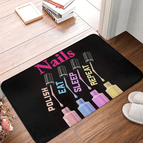OOAHJEID Fußmatte Badteppich Teppich Nägel Lack Eat Sleep Repeat Anti-Rutsch-Bodenmatte Teppich von OOAHJEID