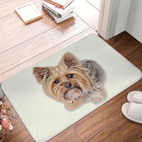 OOAHJEID Fußmatte Badteppich Teppich Niedlicher Yorkshire Terrier Hund Kunst Design Anti-Rutsch Bodenmatte Teppich von OOAHJEID