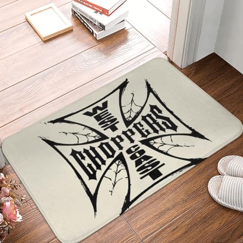 OOAHJEID Fußmatte Badteppich Teppich Personalisierter West Coast Iron Cross Choppers Rutschfester Bodenmattenteppich von OOAHJEID
