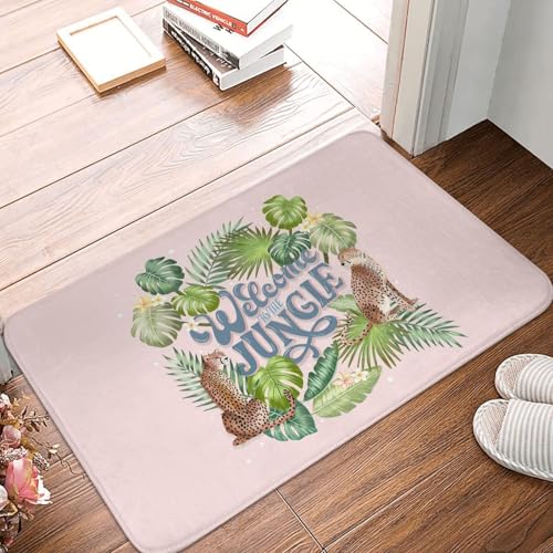 OOAHJEID Fußmatte Badteppich Teppich Willkommen im Dschungel-Design rutschfeste Bodenmatte Antiverschleiß-Teppich von OOAHJEID
