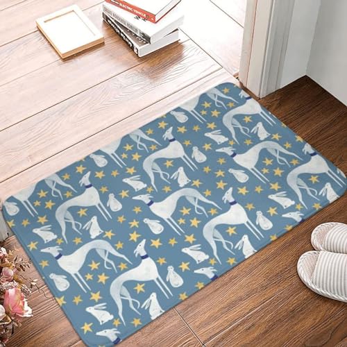 OOAHJEID Fußmatte für Badezimmer Galgo Greyhound Whippet Hund Boden Tür Badezimmer Küche Matte Anti-Rutsch Innen Fußmatte Garage Eingang Teppich Toilette Footpad Teppich von OOAHJEID