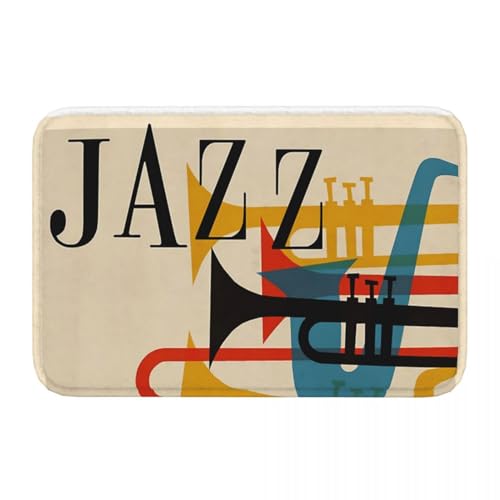 OOAHJEID Fußmatte für Badezimmer Küche rutschfeste Teppich Jazz Musik Schlafzimmer Matte Eingang Tür Fußmatte Boden Dekor Teppich von OOAHJEID