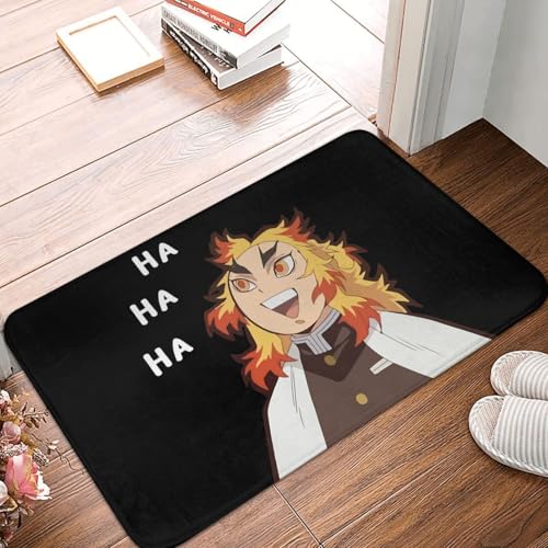 OOAHJEID Fußmatte für Badezimmer Meme rutschfeste Fußmatte Küchenmatte Kyojuro Rengoku Lustiger HA HA HA Flurteppich Willkommensteppich Innendekorativ von OOAHJEID
