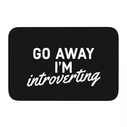 OOAHJEID Fußmatte für Badezimmer rutschfeste Fußmatte mit lustigem Wort „Go Away I'm Introverted“ Bade-/Schlafzimmermatte Outdoor-Teppich Indoor-Muster-Dekor von OOAHJEID