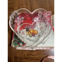 Vintage Mikasa Kristall 1990 Weihnachtsstern Rote Herz-Form-Weihnachtsservierplatte, Nicht Mehr Hergestellte Seltene Kristallplatte, Neue von OOAKSS