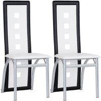 Esszimmerstühle 2er-Set,aus Kunstleder, für Küche, Esszimmer,Weiß+Schwarz von OOBEST