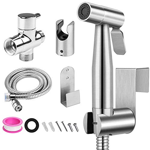 OOCOME Bidet Handbrause Toilette, Bad Bidet für Bidet Armaturen WC Toilette mit G1/2" T-Ventil Edelstahl Duschkopf Bidet Dusche Spray Duschsprüher für Badezimmer, Toilette & Haustiere von OOCOME