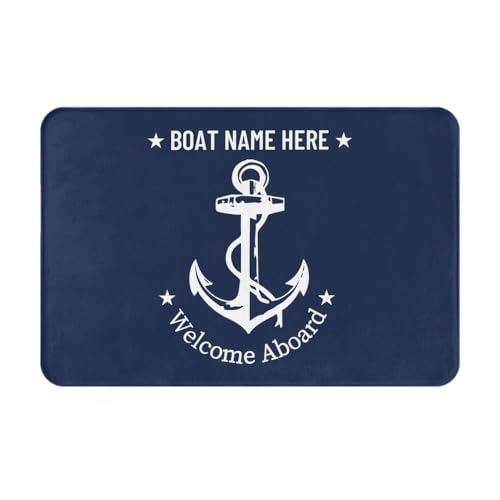 OOEREWGF Personalisierte Nautische Thema Willkommen An Bord Boot Mat, Benutzerdefinierte Kompass Schiff Segelboot Name Türmatte, Nautische Segelboot Seemann Bodenmatten Für Indoor Outdoor Teppich von OOEREWGF