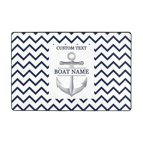 OOEREWGF Personalisierte Nautische Thema Willkommen An Bord Boot Mat, Benutzerdefinierte Kompass Schiff Segelboot Name Türmatte, Nautische Segelboot Seemann Bodenmatten Für Indoor Outdoor Teppich von OOEREWGF