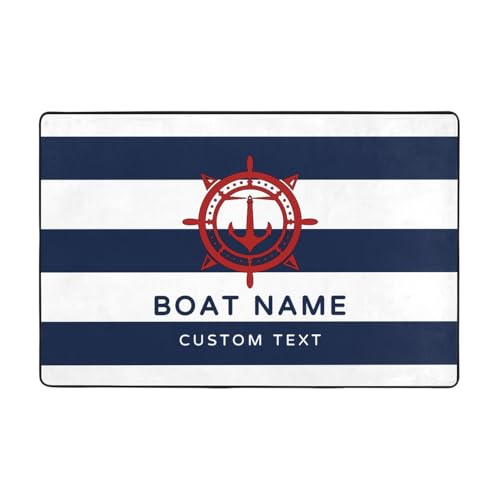 OOEREWGF Personalisierte Nautische Thema Willkommen An Bord Boot Mat, Benutzerdefinierte Kompass Schiff Segelboot Name Türmatte, Nautische Segelboot Seemann Bodenmatten Für Indoor Outdoor Teppich von OOEREWGF