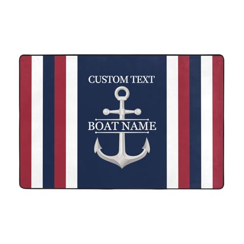 OOEREWGF Personalisierte Nautische Thema Willkommen An Bord Boot Mat, Benutzerdefinierte Kompass Schiff Segelboot Name Türmatte, Nautische Segelboot Seemann Bodenmatten Für Indoor Outdoor Teppich von OOEREWGF