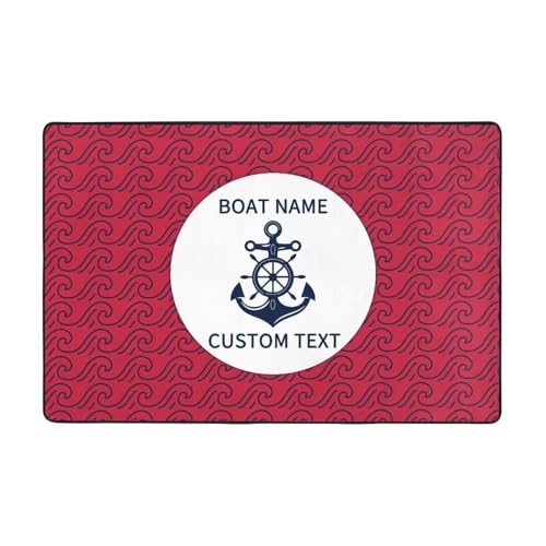 OOEREWGF Personalisierte Nautische Thema Willkommen An Bord Boot Mat, Benutzerdefinierte Kompass Schiff Segelboot Name Türmatte, Nautische Segelboot Seemann Bodenmatten Für Indoor Outdoor Teppich von OOEREWGF