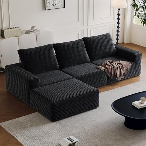 OOFAYJIA Ecksofa mit Schlaffunktion, Modulare Wohnlandschaft, 3-Sitzer L-Form Sofa Schlafcouch mit 3 Kissen, Maße 278 x 92 × 60 cm, Schwarz OOFAYJIA Ecksofa mit Schlaffunktion, Modulare Wohnlandschaft, 3-Sitzer L-Form Sofa Schlafcouch mit 3 Kissen, Maße 278 x 92 × 60 cm, Schwarz von OOFAYJIA
