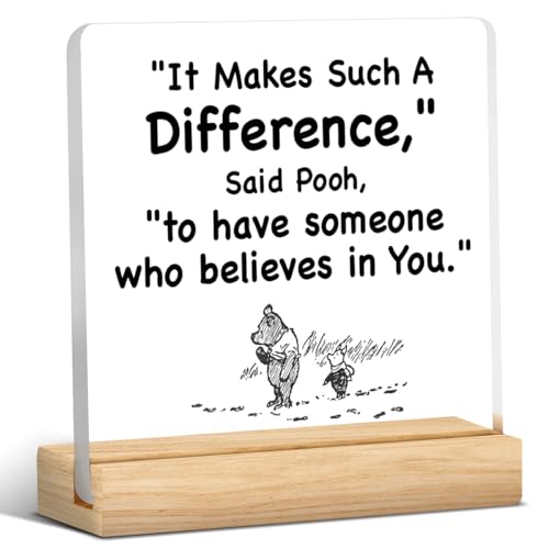 Freundschaftsgeschenk, Winnie Puuh Zitate, transparentes Schreibtisch-Dekoschild mit Aufschrift "It Makes Such a Difference", Acrylschild, Heimbüro, Schreibtischdekoration, 10,2 x 10,2 cm Freundschaftsgeschenk, Winnie Puuh Zitate, transparentes Schreibtisch-Dekoschild mit Aufschrift "It Makes Such a Difference", Acrylschild, Heimbüro, Schreibtischdekoration, 10,2 x 10,2 cm von OOINISUU