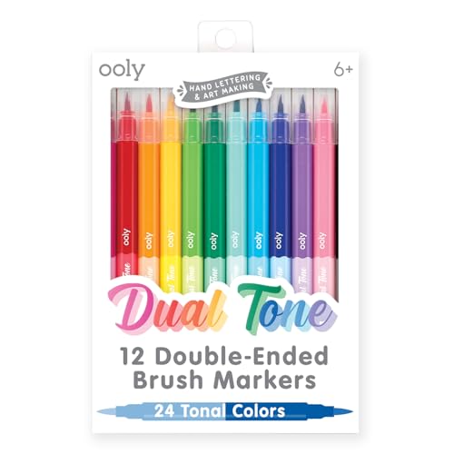Ooly, Zweifarbiger doppelseitiger Pinselmarker, Set mit 12 / 24 Farben von OOLY