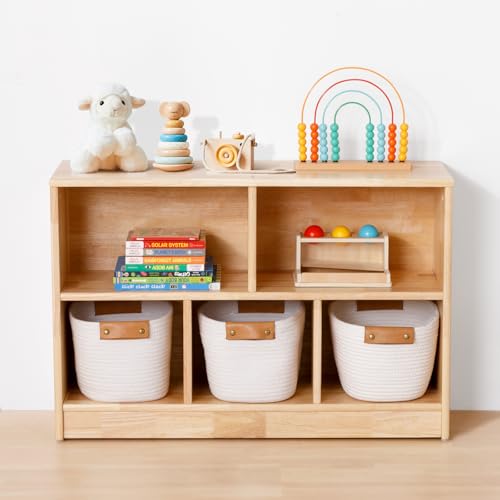 OOOK Gummiholz Kinderregal Spielzeugschrank, Spielzeugregal mit 2 großen Fächern und 3 kleinen Fächern, Bücherregal für Kinderzimmer, Spielzimmer und Kindergarten, 90 x 30 x 60 cm OOOK Gummiholz Kinderregal Spielzeugschrank, Spielzeugregal mit 2 großen Fächern und 3 kleinen Fächern, Bücherregal für Kinderzimmer, Spielzimmer und Kindergarten, 90 x 30 x 60 cm von OOOK