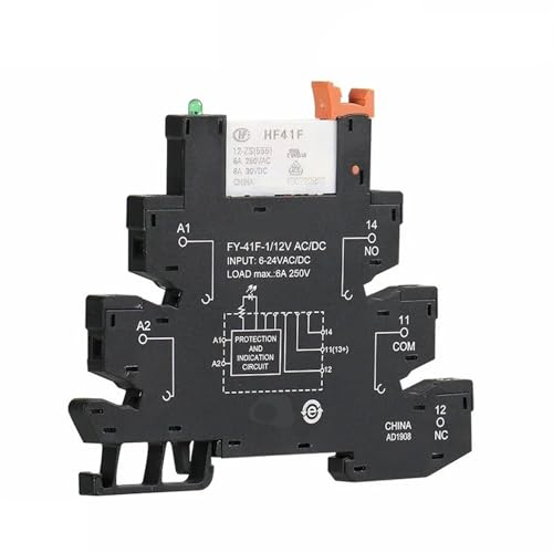 5 STÜCKE Schlanke Relaisschaltung 6A Relais 12 VDC/AC oder 24 VDC/AC oder 230 VAC Relaissockel 6,2mm Dicke 48 V 110 V(5PCS 48VACDC) von OOOVAVNE