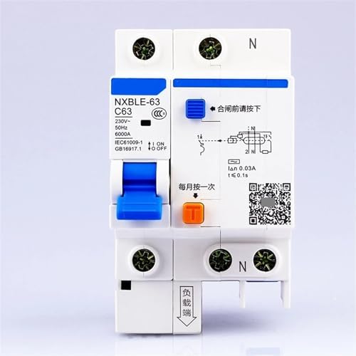 AC230/400V NXBLE-63 1P+N Fehlerstrom-Schutzschalter C 40 50 63A Elektromagnetischer Auslöser Typ C Schutzschalter 1St(63A) von OOOVAVNE