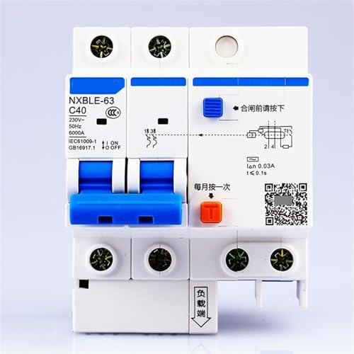 AC230/400V NXBLE-63 2P Fehlerstrom-Schutzschalter C 40 50 63A Typ C Elektromagnetischer Schutzschalter Überlastschutz 1St(63A) von OOOVAVNE