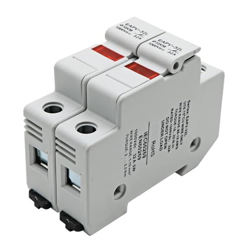 DC-Sicherungshalter mit Kontrollleuchte, geeignet for 10 x 38 mm DC-PV-Sicherungseinsätze, 1 Stück(15A,EAPV-32L-2P) von OOOVAVNE