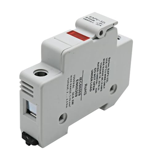 DC-Sicherungshalter mit Kontrollleuchte, geeignet for 10 x 38 mm DC-PV-Sicherungseinsätze, 1 Stück(30A,EAPV-32L-1P) von OOOVAVNE