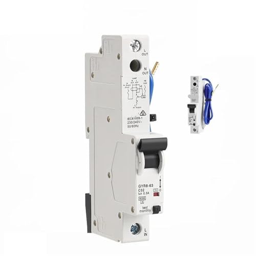 Elektronischer Fehlerstromschutzschalter 18 mm 230 V 1P+N 6KA mit Überstromschutz 10 mA 30 mA 1 Stück(10mA,32A) von OOOVAVNE