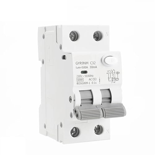 GYR9NM AC Typ 2P 4P Magnetischer Leistungsschalter mit Überstrom- und Leckageschutz Din-Schiene 10A 16A 25A 32A 40A 1St(30mA,2P 10A) von OOOVAVNE