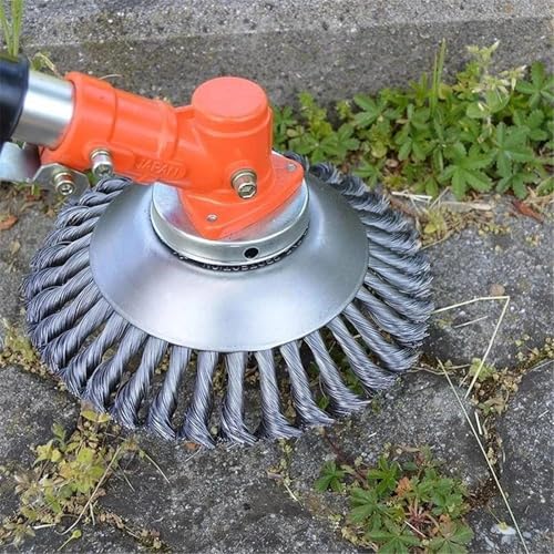 OOOVAVNE 6 Zoll Stahldraht Radbürste Disc Unkrautbürste Cutter Kopf Garten Unkrautbürste Rasenmäher Universal 1 Stücke(with Adaptor) von OOOVAVNE
