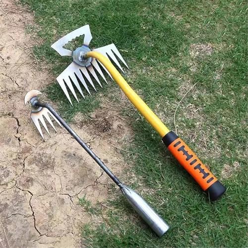 OOOVAVNE Rechen Hacke Jäten Mehrzweckwerkzeug Stahl Graben Gemüse Gras Schaufel Jäten Lösen Sie den Boden 1 Stücke(C2-6teeth) von OOOVAVNE