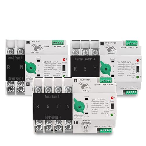 TXATS-125PV 2P 3P 4P Din-Schiene ATS PV-Wechselrichter Dual Power Automatischer Transfer Wahlschalter Unterbrechungsfreie 63A 100A 125A Photovoltaik Solar 1 Stücke(2P,125A(PV)) von OOOVAVNE