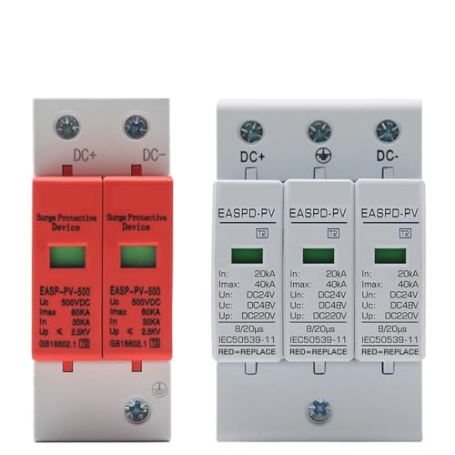 Überspannungsschutzgerät Ableiter Niederspannung Haus 2P 3P Überspannungsschutz DC 12V 24V 48V 500V 800V 1000V 40KA 1St(2P,DC24V 10-20KA) von OOOVAVNE