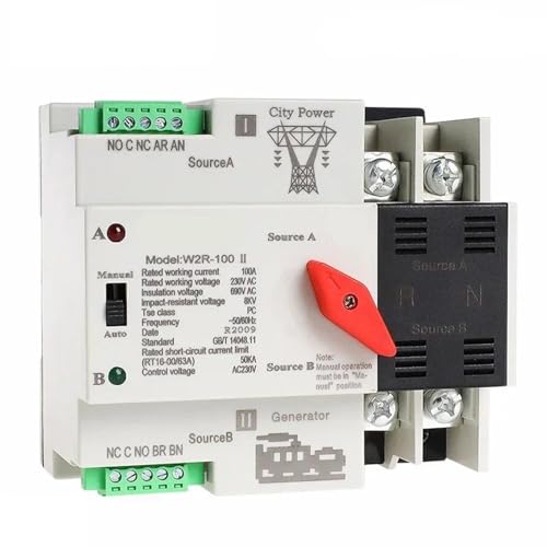 W2R ATS 2P Automatischer Transferschalter Elektrische Wahlschalter Dual Power Switch ATS 63A 100A 1St(W2R-2P-110V,2P 63A) von OOOVAVNE