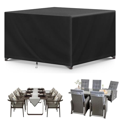 Abdeckung FüR GartenmöBel Wasserdicht Winterfest 110x80x80cm/LxBxH Schwerlast Regenschutz und Staubfest Abdeckhaube Gartentisch Rechteckig, Schutzhülle Tisch für Gartentisch Sitzgruppe von OOOXZO