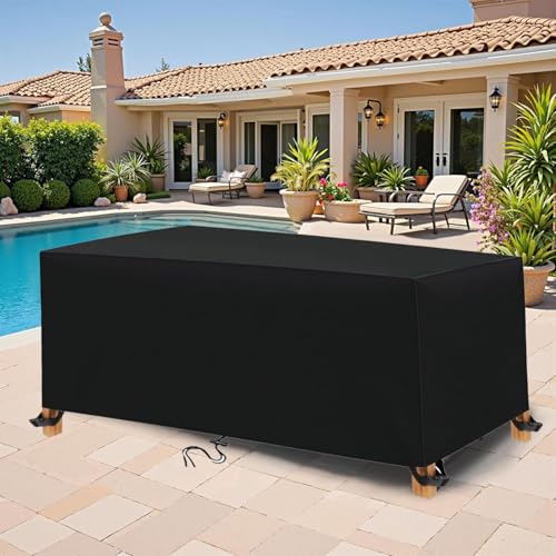Gartenmöbel Abdeckung Nach Maß Deep Cover Wasserdicht 200x150x100cm/LxWxH Outdoor Tischabdeckung Winterfest UV-Schutz, Terrassenmöbel Abdeckhaube Gartentisch von OOOXZO