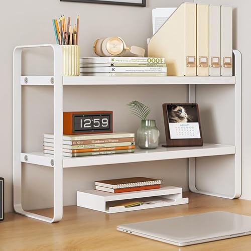 2 Ebenen Mehrzweck-Schreibtischregal - Bücherregal-Aufbewahrungseinheit, Organizer Tischregal, Bücherregal Für Computer-Desktop, Offene Arbeitsplattenanzeige(C,40 * 20 * 36CM) von OOPDNEGAK