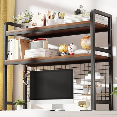 2 Ebenen Schreibtisch-Bücherregal, Mehrzweck-Arbeitsplatten-Bücherregal Aus Metall/Holz, Bücherregals Für Den Computer-Desktop, Freistehendes Büro-Aufbewahrungsregal Mit Gitter(Black,135*20*98CM) 2 Ebenen Schreibtisch-Bücherregal, Mehrzweck-Arbeitsplatten-Bücherregal Aus Metall/Holz, Bücherregals Für Den Computer-Desktop, Freistehendes Büro-Aufbewahrungsregal Mit Gitter(Black,135*20*98CM) von OOPDNEGAK