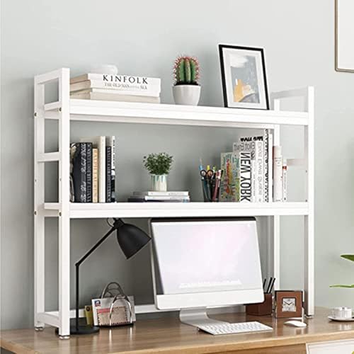 2 Ebenen Verstellbares Bücherregal Für Die Arbeitsplatte - Computer-Schreibtisch-Bücherregal, Druckerständer, Offener Schreibtisch-Aufbewahrungsständer Organizer Tischregal(A,135X24X90cm) von OOPDNEGAK