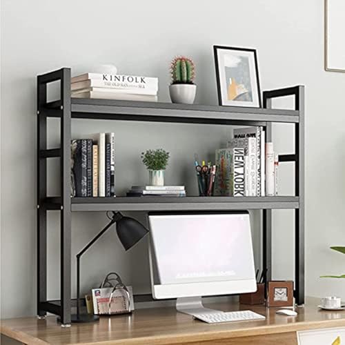 2 Ebenen Verstellbares Bücherregal Für Die Arbeitsplatte - Computer-Schreibtisch-Bücherregal, Druckerständer, Offener Schreibtisch-Aufbewahrungsständer Organizer Tischregal(D,135X24X90cm) von OOPDNEGAK